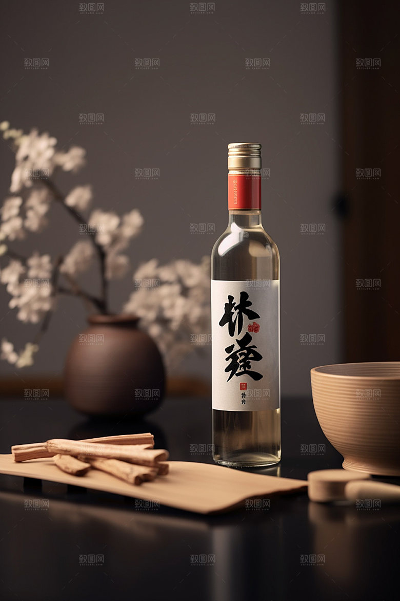 白酒酒瓶中国风包装设计模型