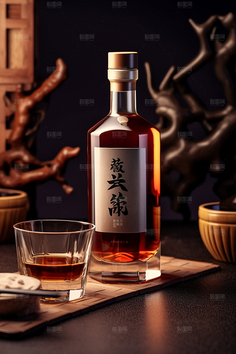 白酒酒瓶中式立体模型