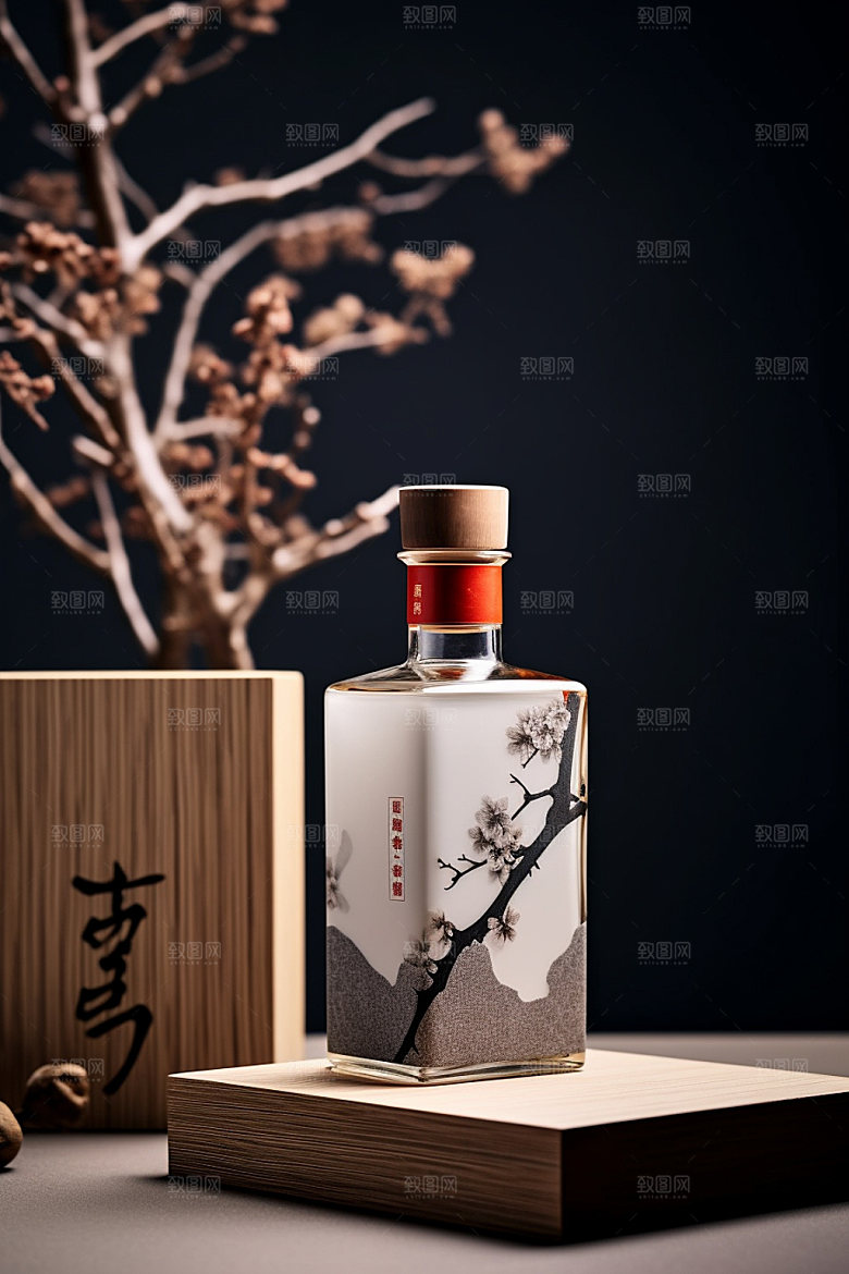 白酒酒瓶立体传统模型