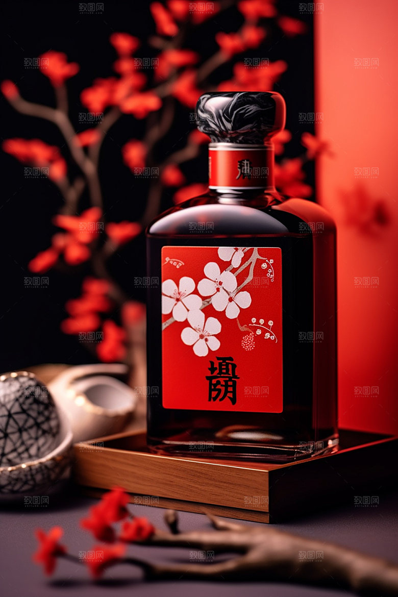 白酒酒瓶中国风3D模型
