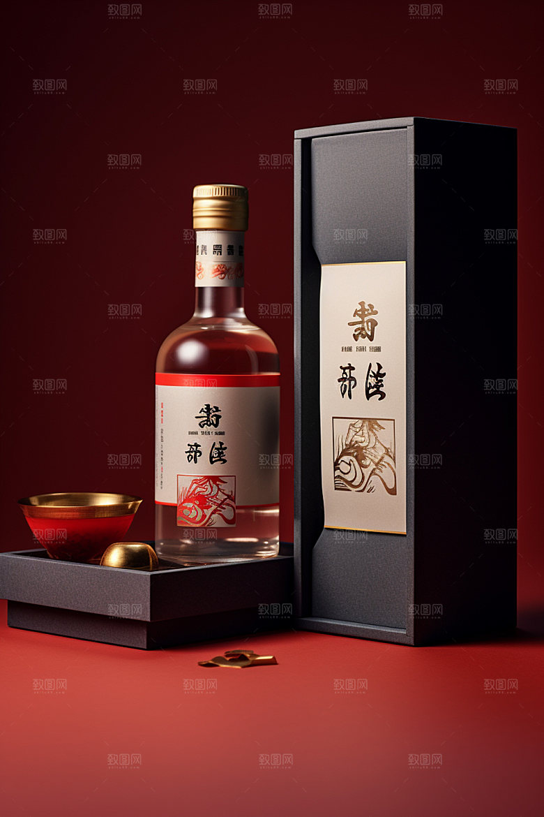 白酒酒瓶酒类包装设计模型