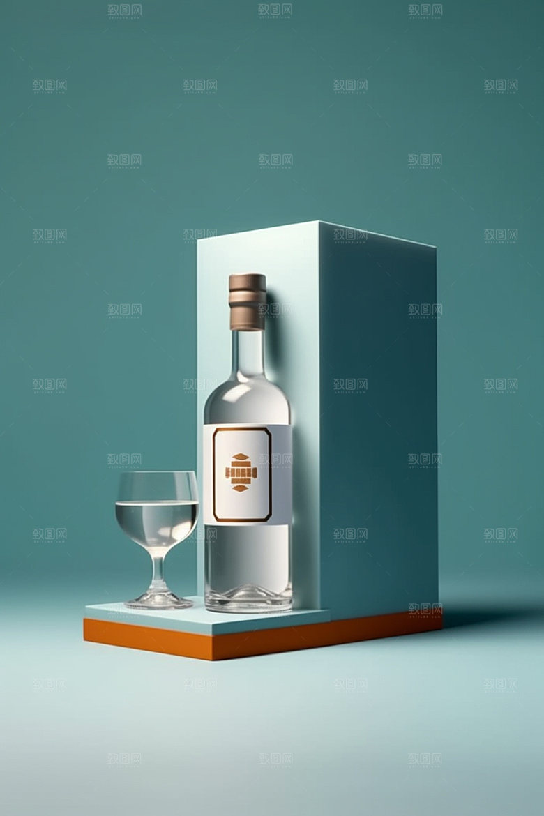 白酒酒瓶3D中式模型