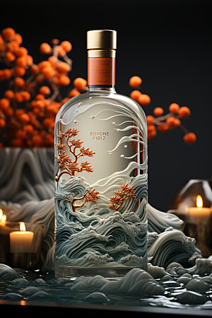 白酒酒瓶中国风包装设计模型