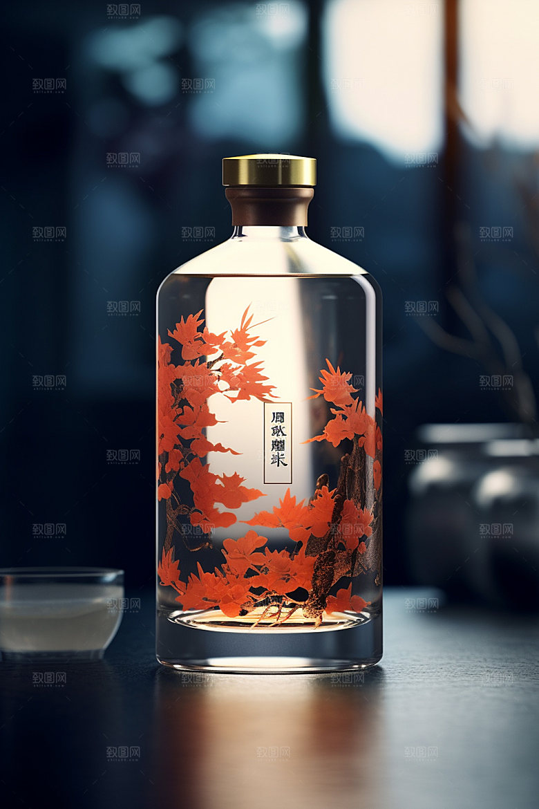 白酒酒瓶中式中国风模型