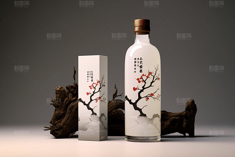 白酒酒瓶酒类传统模型