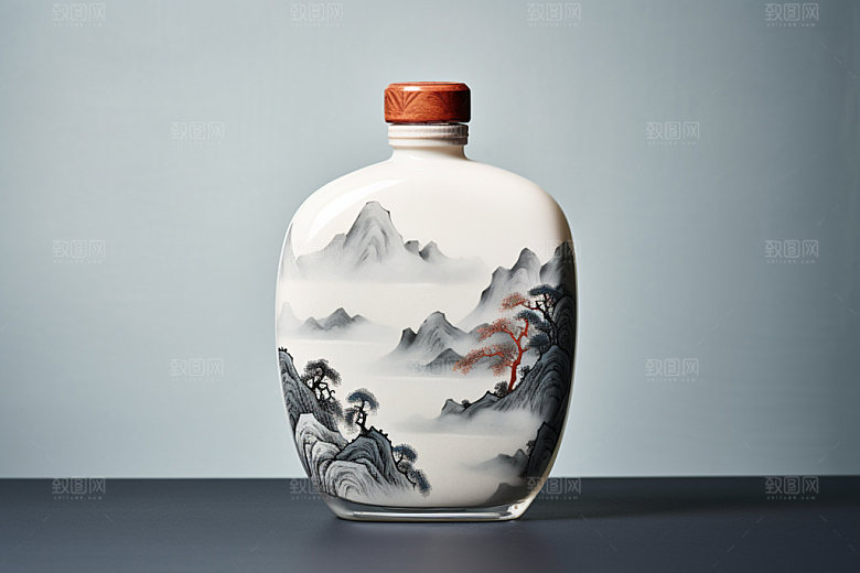 白酒酒瓶中国风包装设计模型