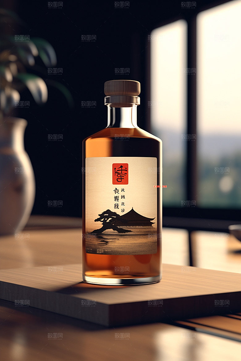 白酒酒瓶传统中国风模型