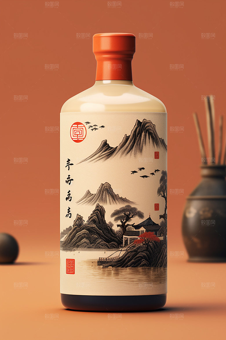 白酒酒瓶中式酒类模型