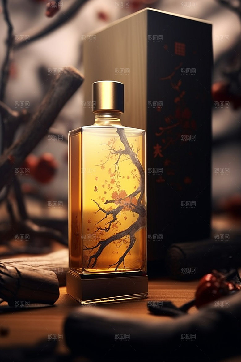 白酒酒瓶酒类中式模型