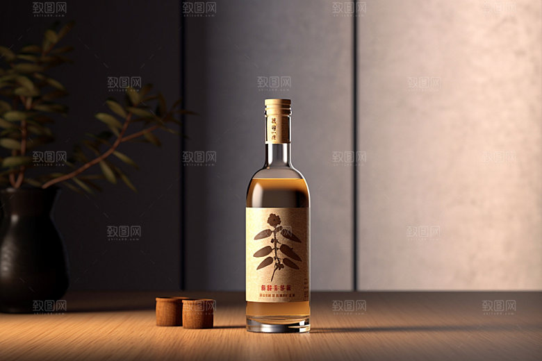 白酒酒瓶立体传统模型