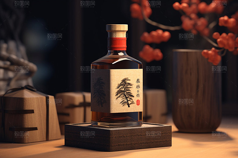 白酒酒瓶立体包装设计模型