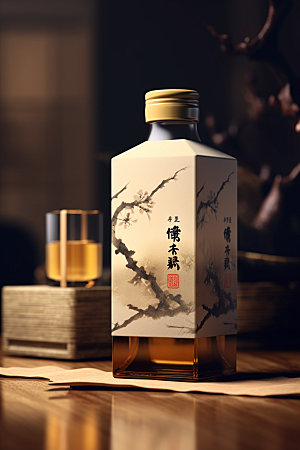 白酒酒瓶中式包装设计模型