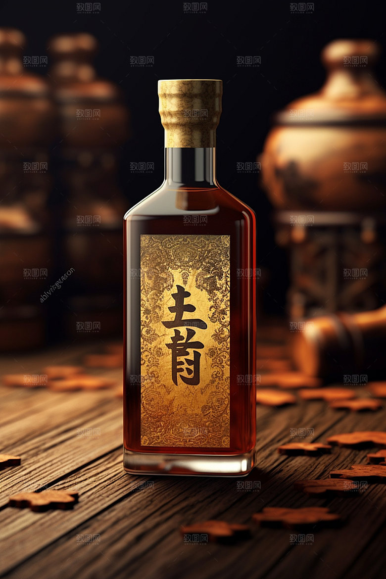 白酒酒瓶酒类传统模型