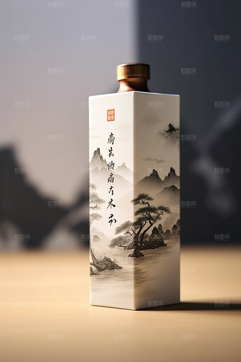 白酒酒瓶立体传统模型