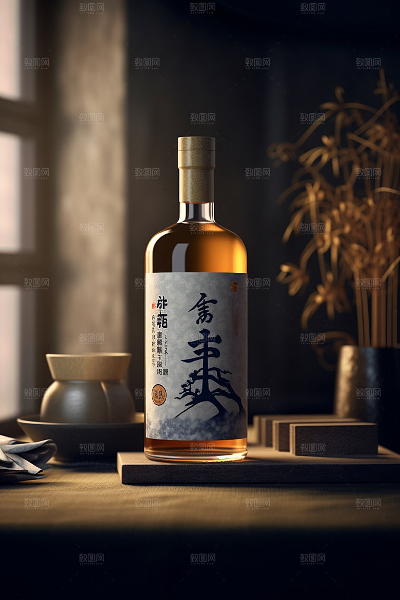 白酒酒瓶传统立体模型
