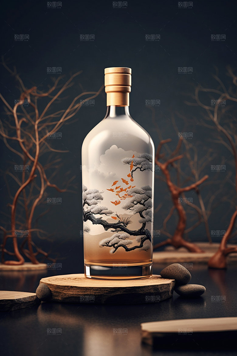 白酒酒瓶包装设计传统模型