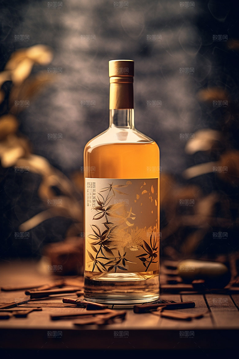 白酒酒瓶中国风中式模型