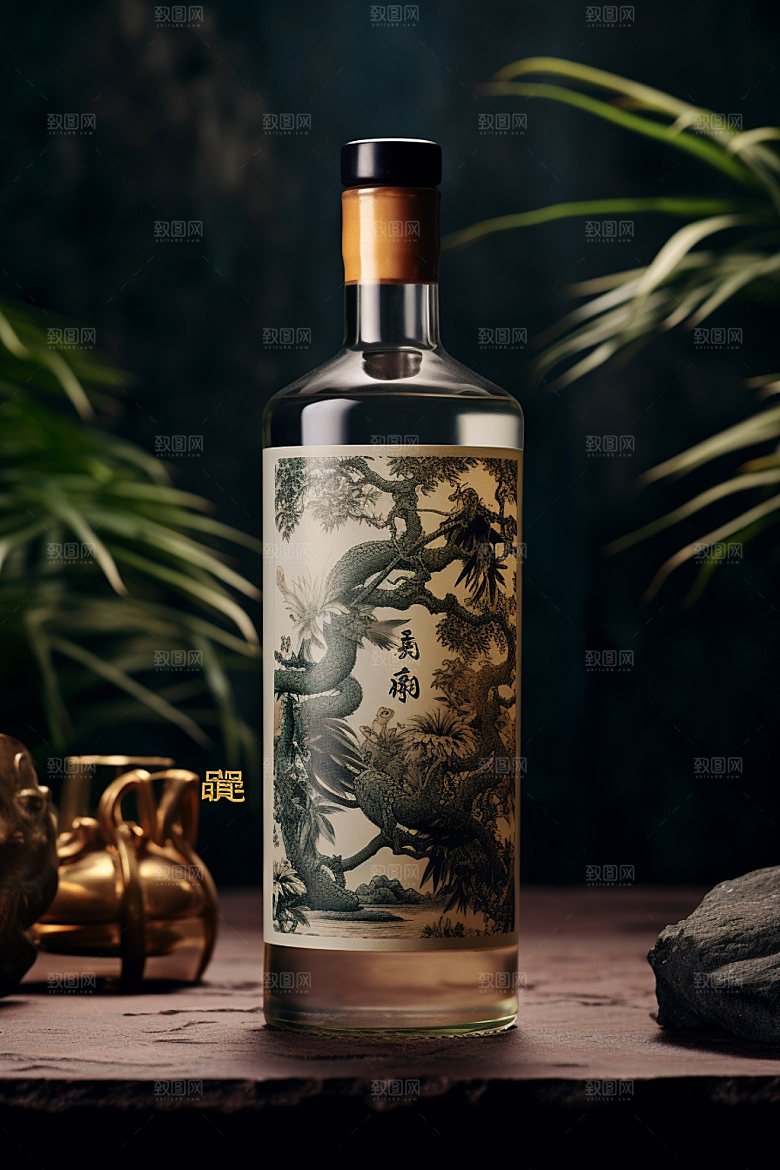 白酒酒瓶包装设计中式模型