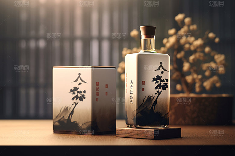 白酒酒瓶传统中式模型