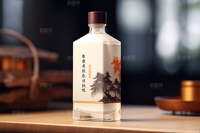 白酒酒瓶中国风中式模型