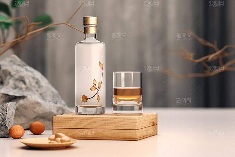 白酒酒瓶中国风包装设计模型