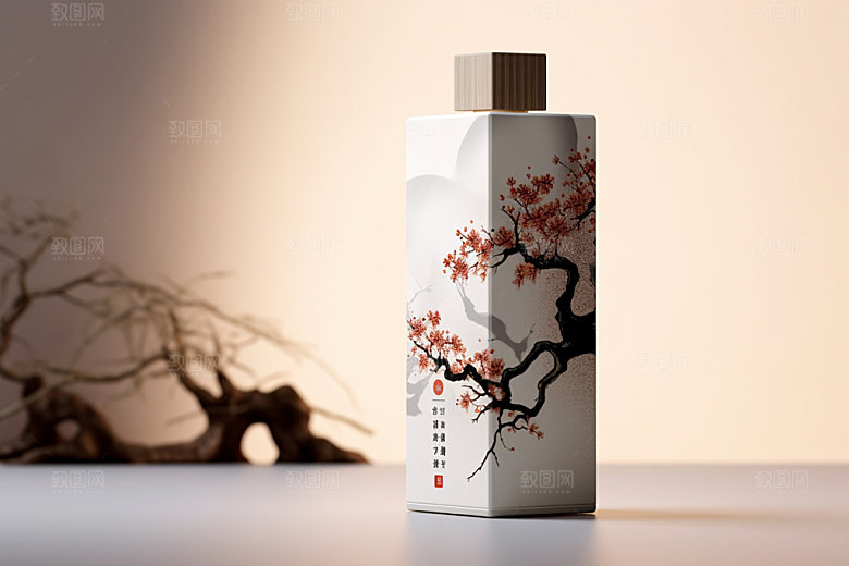 白酒酒瓶中国风立体模型