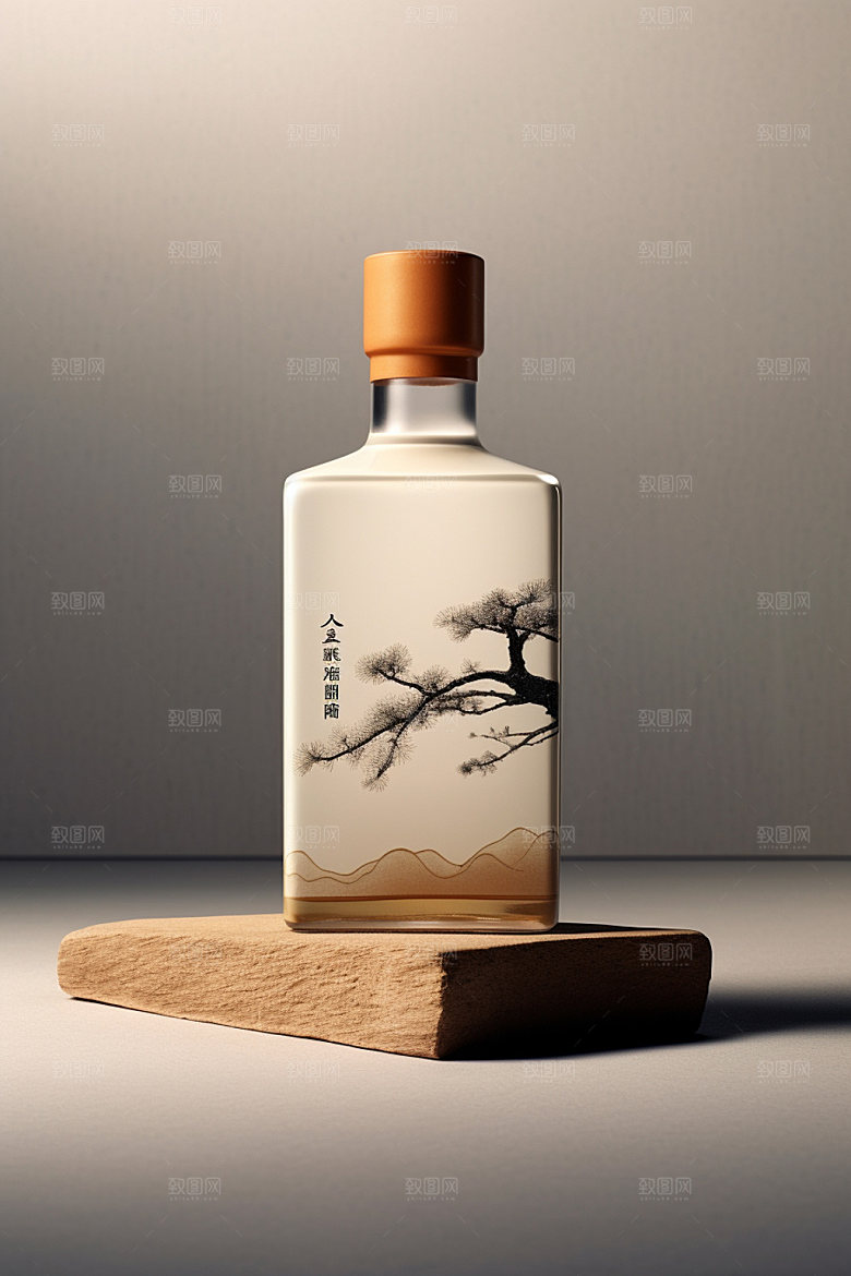 白酒酒瓶中国风传统模型