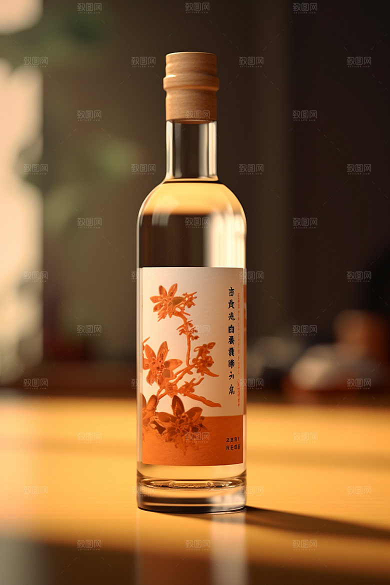 白酒酒瓶立体传统模型