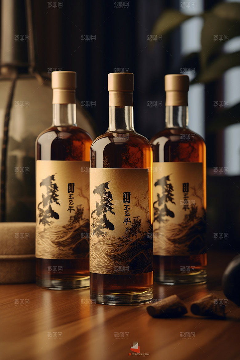 白酒酒瓶3D中式模型