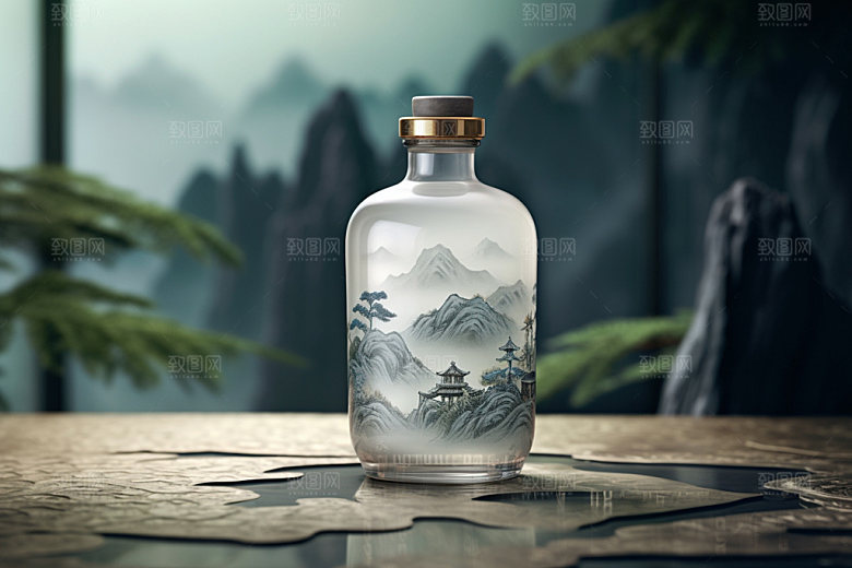 白酒酒瓶传统立体模型