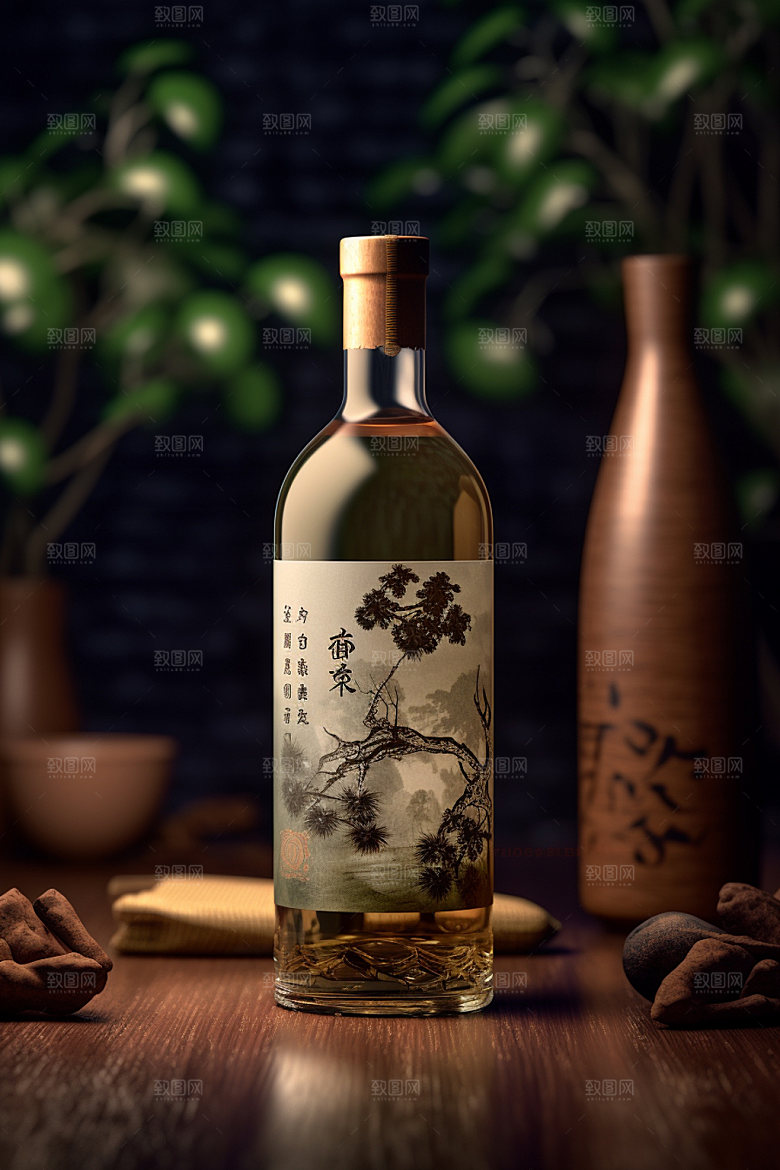 白酒酒瓶立体传统模型