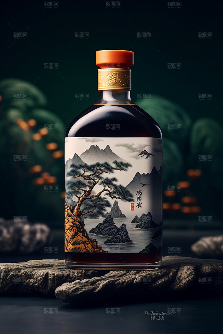 白酒酒瓶3D酒类模型