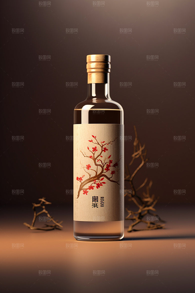 白酒酒瓶酒类中式模型