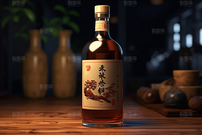 白酒酒瓶3D传统模型