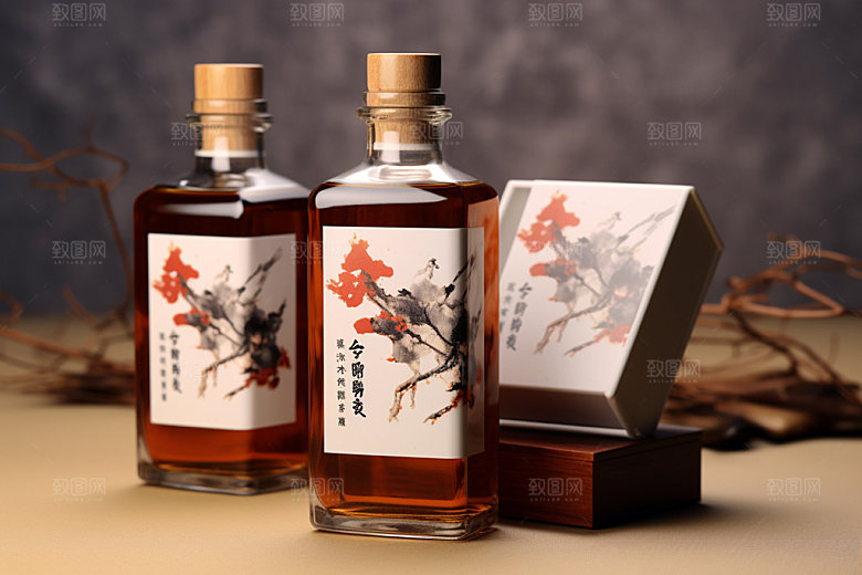 白酒酒瓶3D中式模型