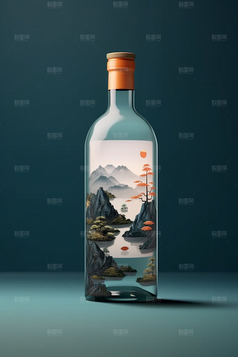 白酒酒瓶中国风传统模型