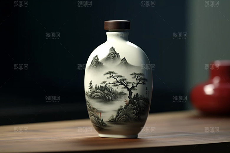 白酒酒瓶立体包装设计模型