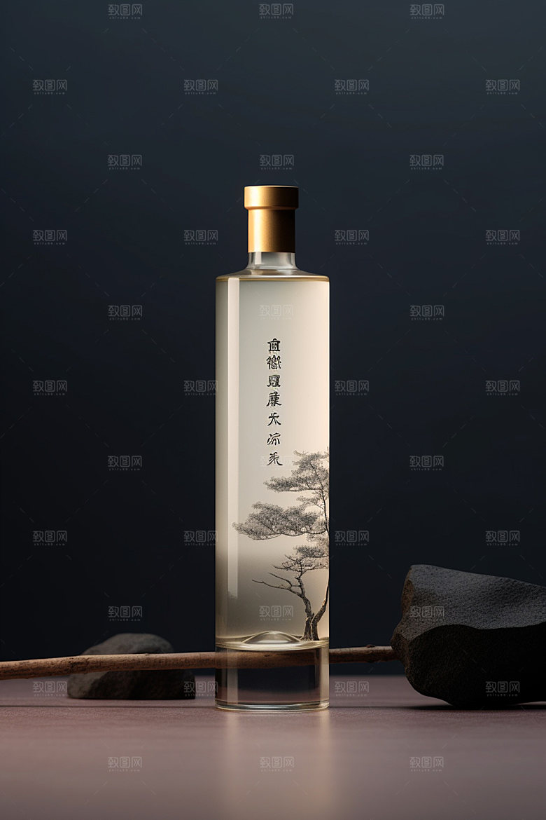 白酒酒瓶传统中国风模型