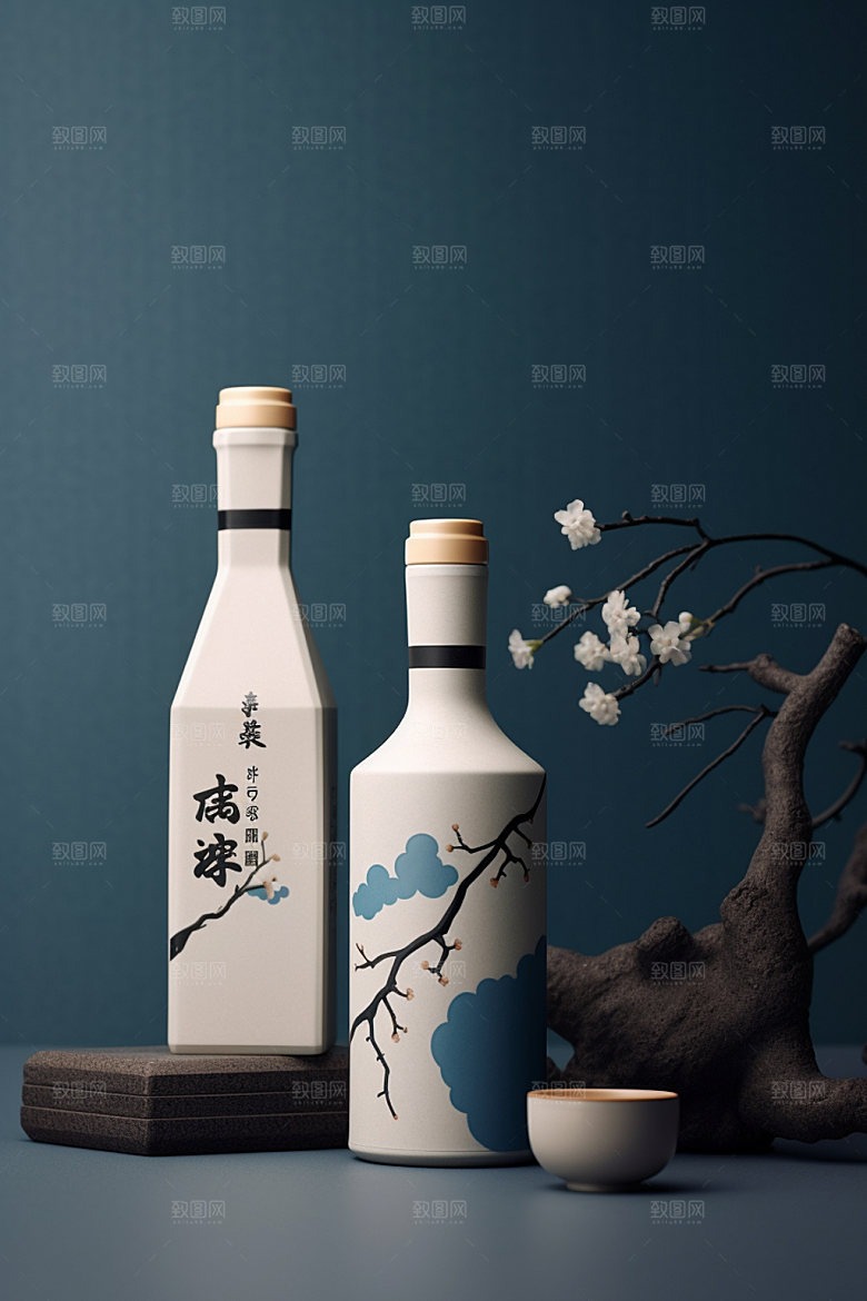 白酒酒瓶传统立体模型