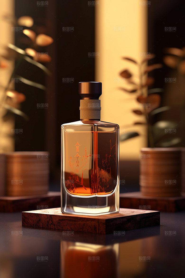 白酒酒瓶中式传统模型