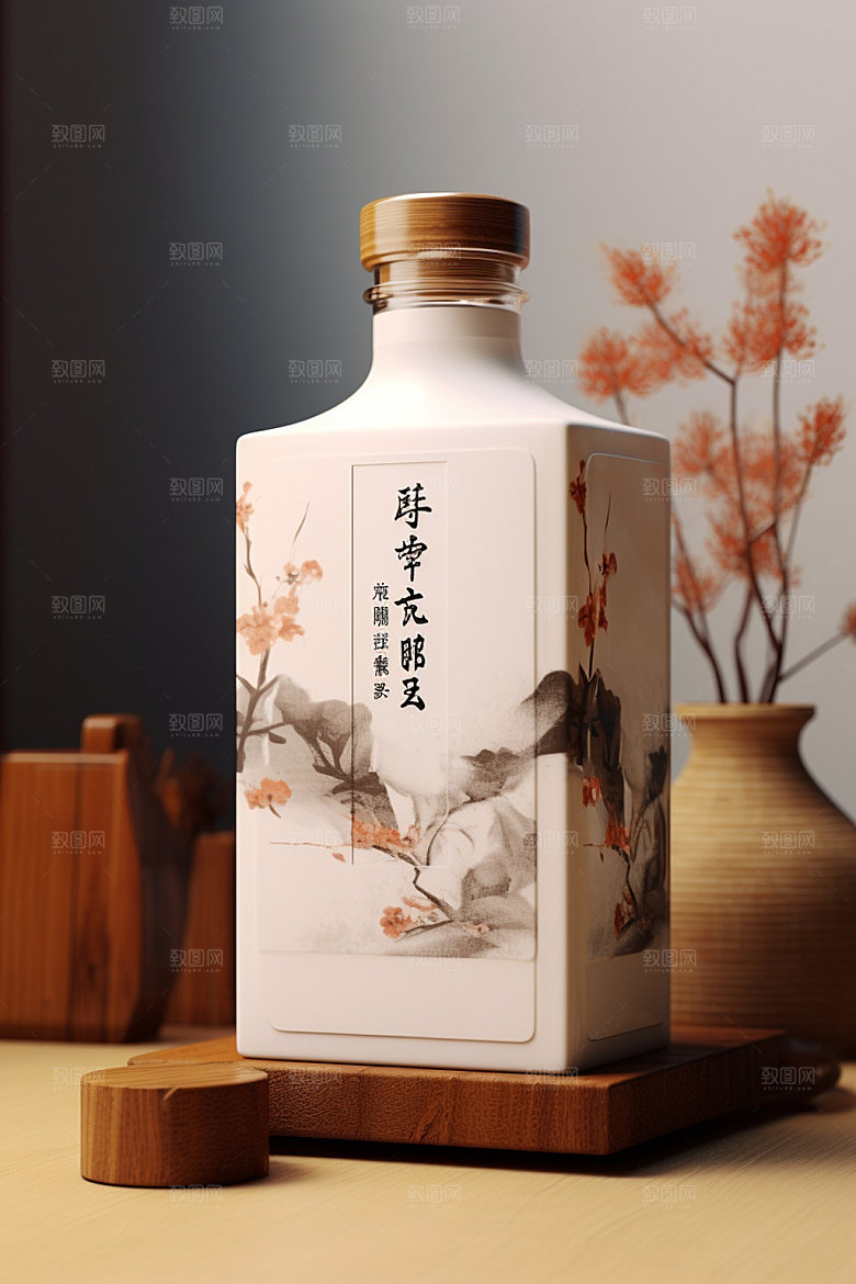 白酒酒瓶中国风包装设计模型