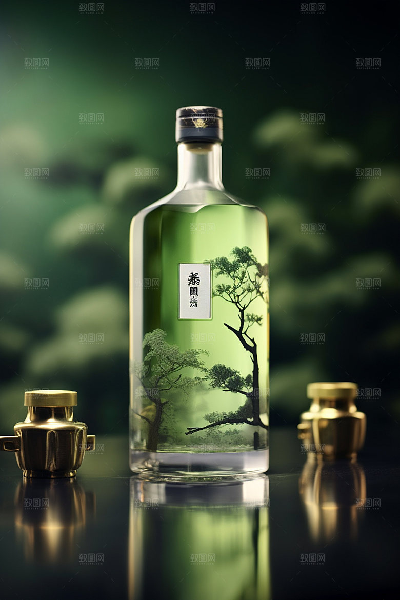 白酒酒瓶酒类中国风模型