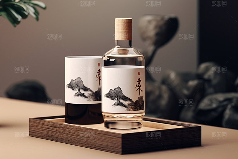 白酒酒瓶中式立体模型