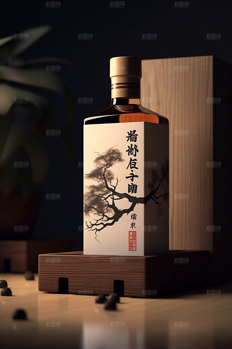 白酒酒瓶传统包装设计模型