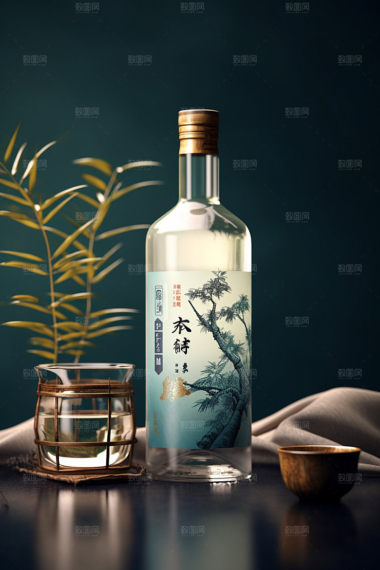 白酒酒瓶传统立体模型