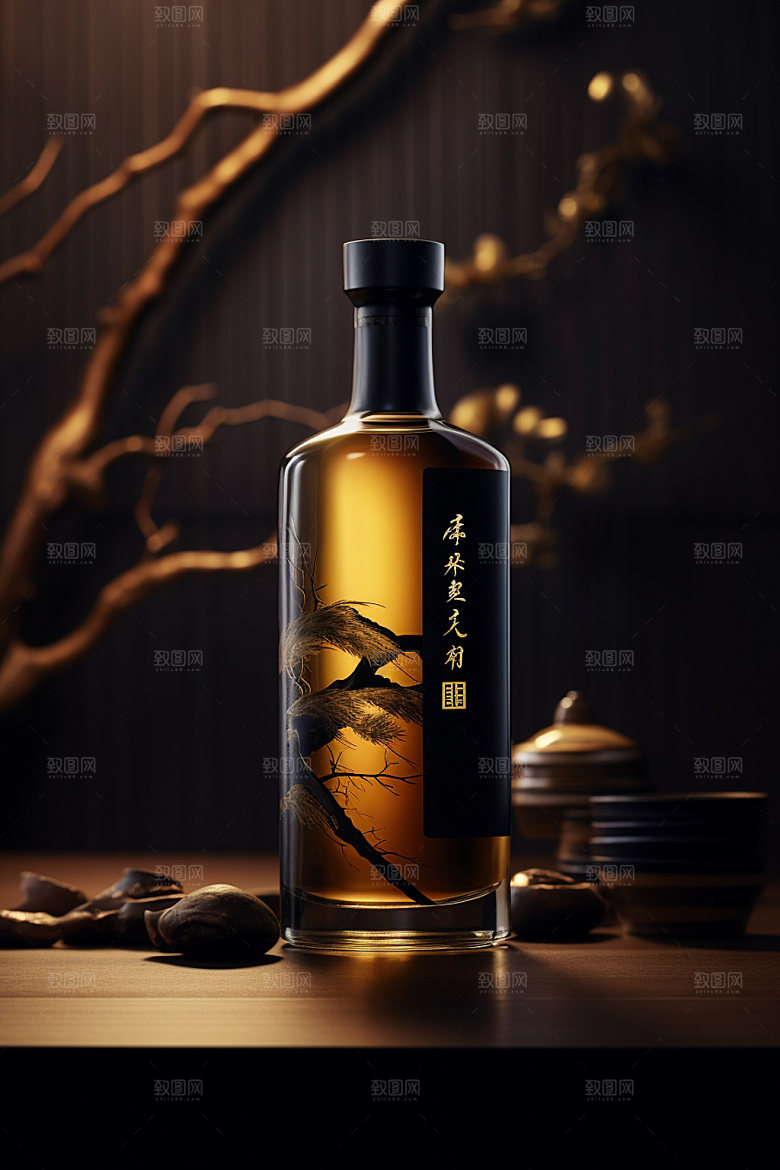 白酒酒瓶3D酒类模型