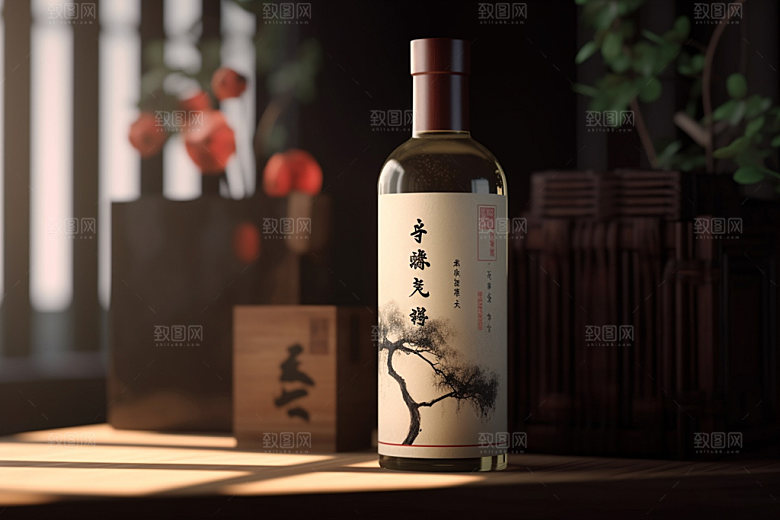 白酒酒瓶酒类传统模型