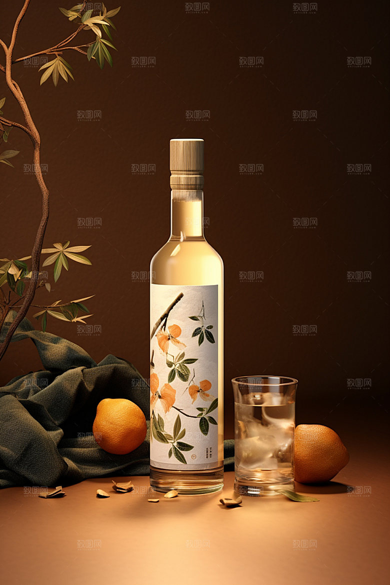 白酒酒瓶传统立体模型