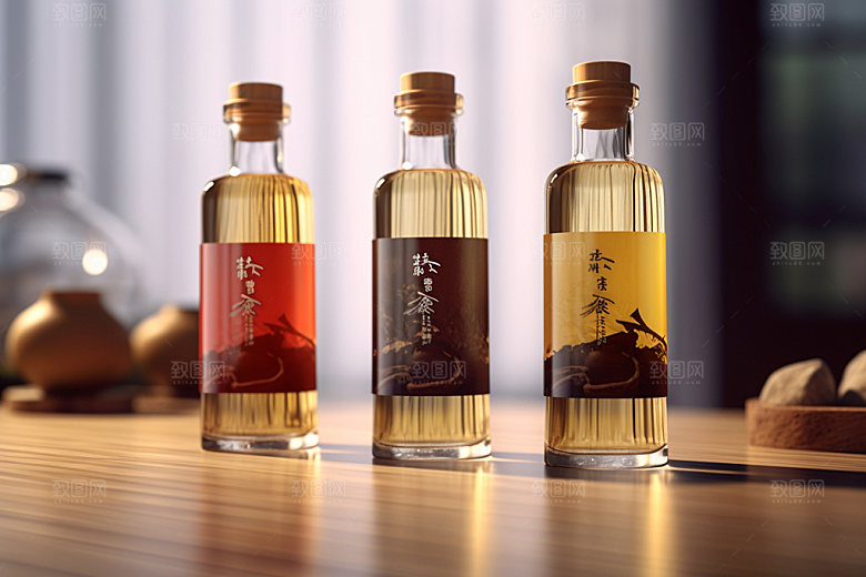白酒酒瓶传统立体模型