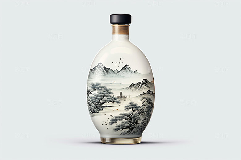 白酒酒瓶中国风传统模型
